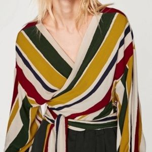 Zara basic wrap cross over blouse